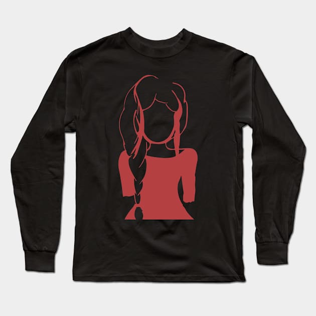 Red Girl Long Sleeve T-Shirt by tmcdesigns